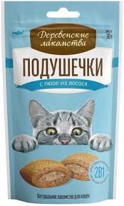 Лакомство Деревенские Лакомства д/кош Подушечки с пюре из лосося 30г