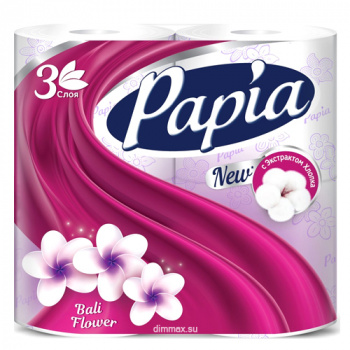 Бумага туалетная PAPIA 3-сл. Балийский цветок 4шт