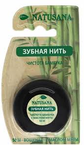 Нить зубная Lacalut Natusana вощеная с маслом мяты 50м