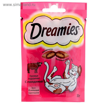 Лакомство Dreamies для кошек говядина 30 г 