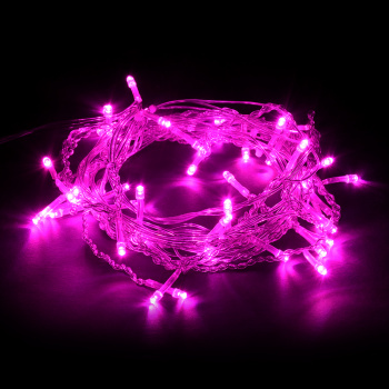Электрогирлянда "Бахрома" 48 розов LED ламп, 12 нитей, контроллер 8 режимов, прозр провод, 2*0,6м