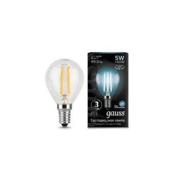 Лампа Gauss LED Filament 7W 580lm 4100К Е14 (филамент, шар)