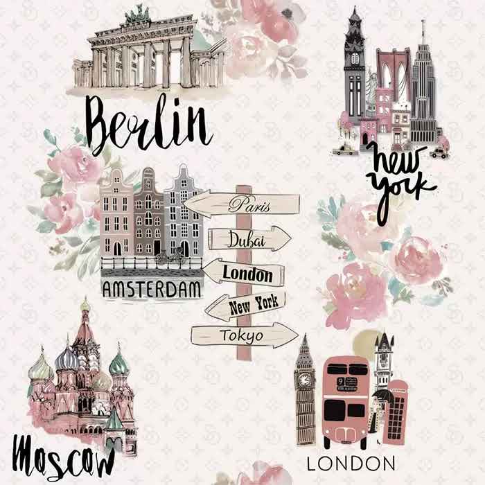 ЦВ-00001650 Обои бумажные Амстердам мотив кремовый 0,53х10,05 м.