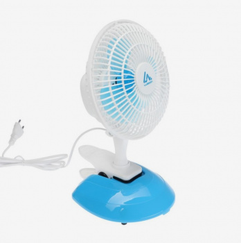 Вентилятор настольный, LuazON LOF-04, 15 Вт, 15 см, 2 режима, пластик, бело-голубой