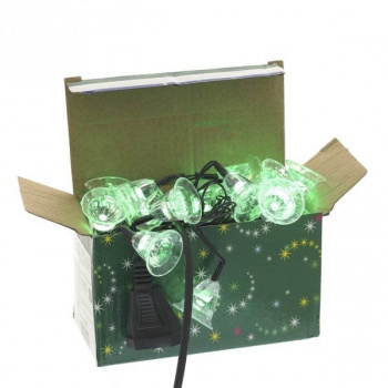 Электрогирлянда комнатная Колокольчик, L 4м, 20 зеленых LED ламп 2W, шнур зеленый 1м, IP20
