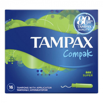 Тампоны TAMPAX Super Duo Compak с аппликатором 16шт