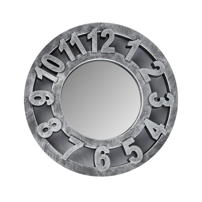 3524738 Зеркало настенное ЧАСЫ d зер.поверх. 12 см. состаренное серебро