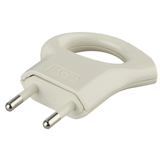 Б0019182 Вилка б-з 6A с кольцом непрямой ввод белая V1  ЭРА