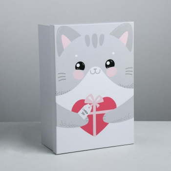 Коробка прямоугольная «Счастливый кот», 32 × 22 × 11.5 см 