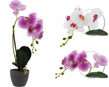 Цветок декоративный Орхидея в горшке Размер: 105х105х400мм