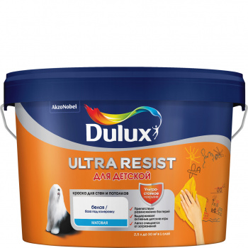 Краска Dulux Ultra Resist для детской матовая BW белая BW 2,5л