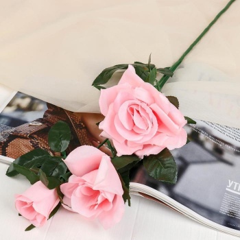 Цветы искусственные "Роза акварель" 75 см, розовый                               