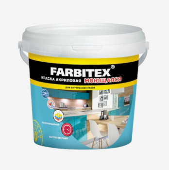 Краска "FARBITEX" акриловая для кухни и ванной, 3кг
