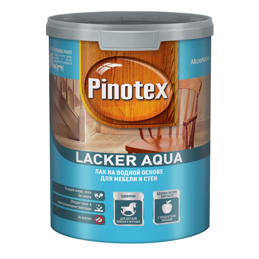 Лак для мебели и стен Пинотекс Lacker Aqua 70 на водной основе глянцевый, 2,7л 