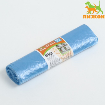 Пакеты для кошачьих лотков "Пижон" 45х65 см, 12 мкм, 10 шт, голубые 