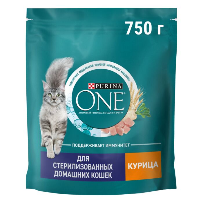 12505718 Корм сухой Purina ONE для стерилизованных кошек с курицей 750г