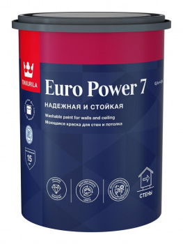 Краска моющаяся Tikkurila Euro Power 7 матовая база С бесцветная 0,9л