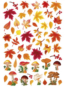 Набор наклеек "Осенние листья и грибы" 67х47 см
