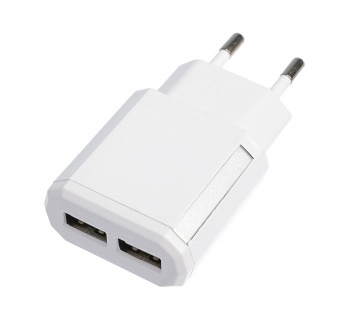 Устройство зарядное сетевое LuazON LN-120AC, 2 USB, 2.1/1 A, белое