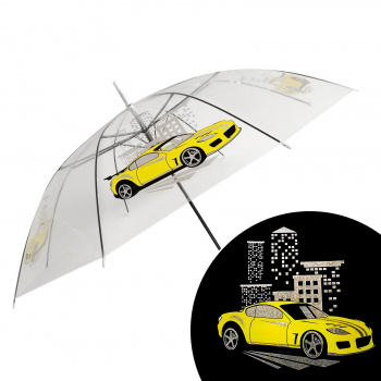 Зонт детский "Жёлтая машина" полуавтомат прозрачный d=90см      