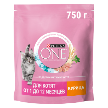 Корм сухой Purina ONE для красивой шерсти кошек с курицей 750г