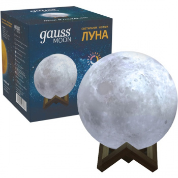 Ночник Gauss "Луна" 3D 1W D10 см белый