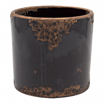 Кашпо керам. IBIZA EROSION NERO d13.5; h13 см черный под старину