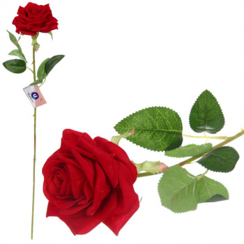 Цветок искусственный Natur Роза 60см Цвет: красный