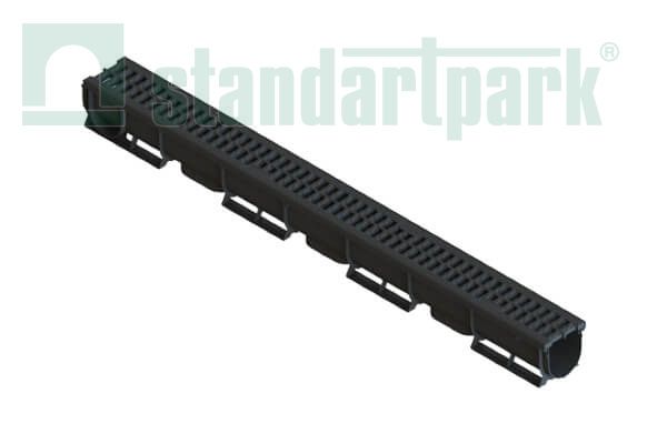 088081-М Лоток водоотводный Polymax S'park 1 DN70, 1000x90x90 пластиковая решетка