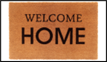 Коврик придверный h=15мм, кокосовый 45х75см, коричневый "Welcome HOME"