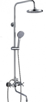 Гарнитур для душа с верх.лейкой 195 мм, со смесителем, тропич.душ, Q01-7004, AQUATTRO