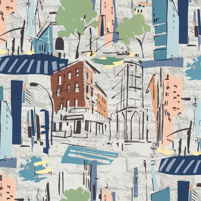 8056-11 Обои флизелиновые Town, мотив синий 1,06x10,05м