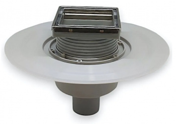 Трап вертикальный, D50, сухой гидрозатвор, 100x100мм, нержавеющая сталь, под плитку