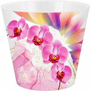 Горшок для цветов InGreen London Orchid Deco D160 мм, 1,6 л с дренажной вставкой, розовая орхидея
