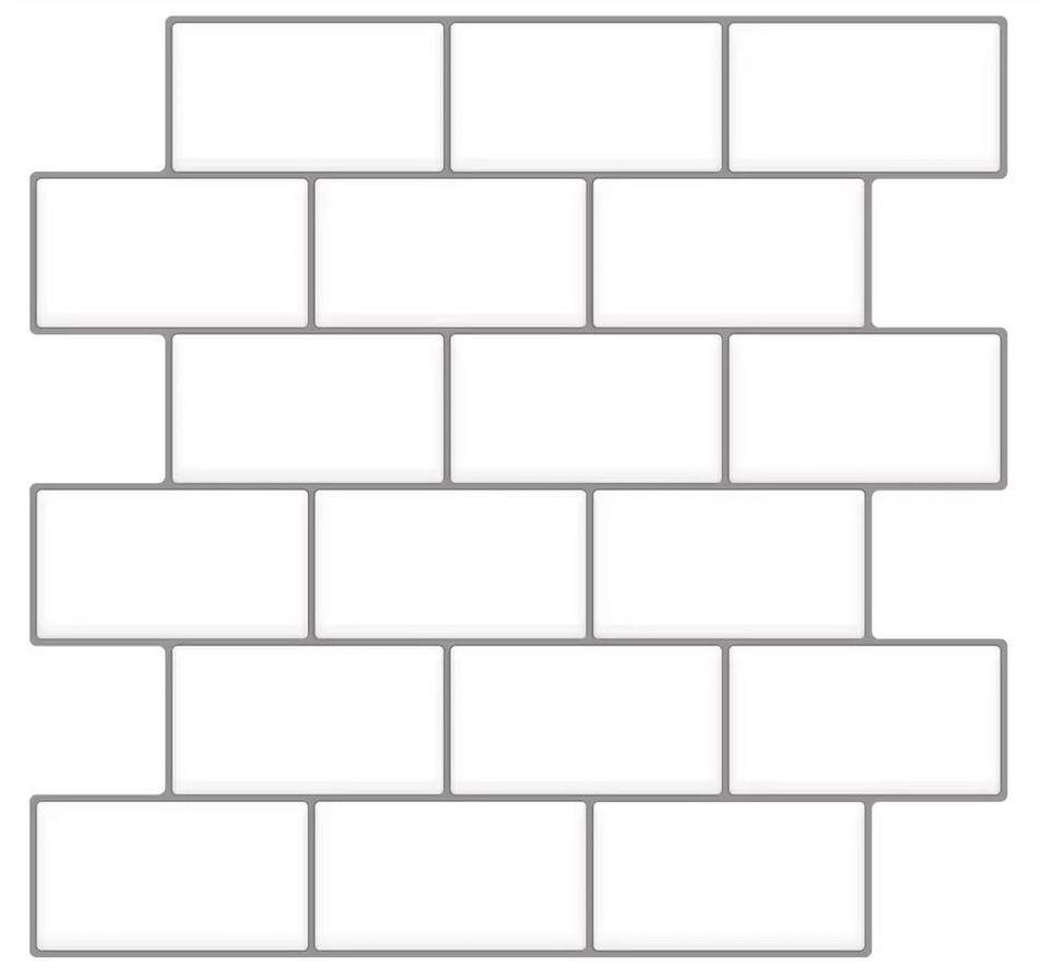 LT41-14023 Наклейка декоративная 3D мозаика Белый кирпич 25х25 см 4 шт