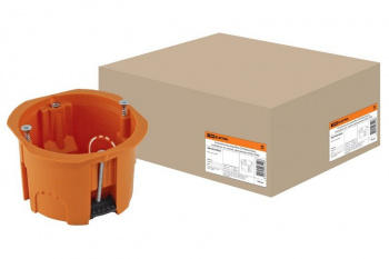 Коробка установочная для полых стен 65х45мм, саморезы, пл.лапки, оранжевая, IP20, TDM