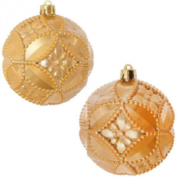 Новогоднее украшение "Шар" (набор из 2 шт) (золотой), D 10см.