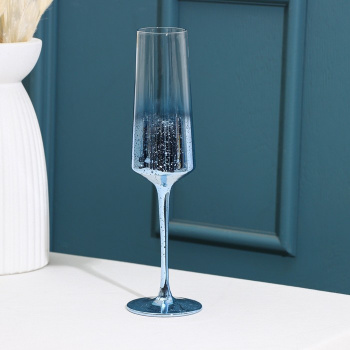 Бокал для шампанского "Мерцание" 190 мл, 7х24,5 см, цвет синий 4711685