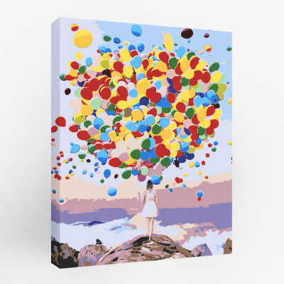 Lp13-628 Картина по номерам Девушка с шарами 40х50 см.