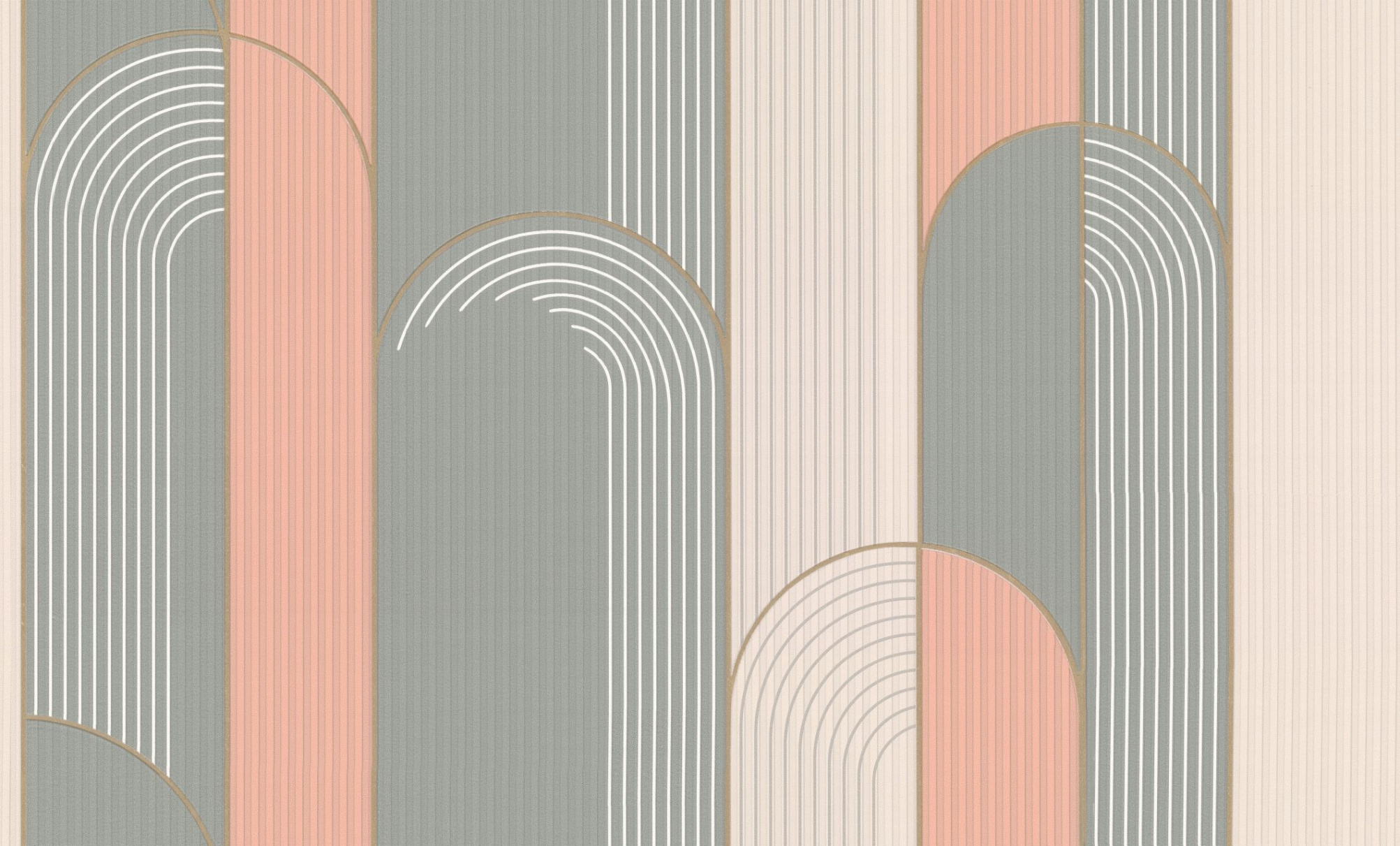 TC72250-75 Обои флизелиновые TREND Archway мотив зелёный-бежевый-коралловый 1,06х10,05м