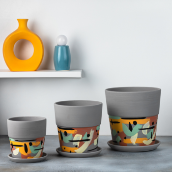 Горшок керам. с поддоном Конус борт "Импровизация" сер. № 4 d18см h18,5см 2,6л