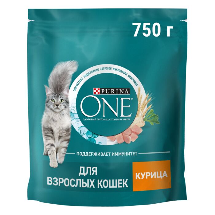 12506228 Корм сухой Purina ONE для взрослых кошек Курица 750г