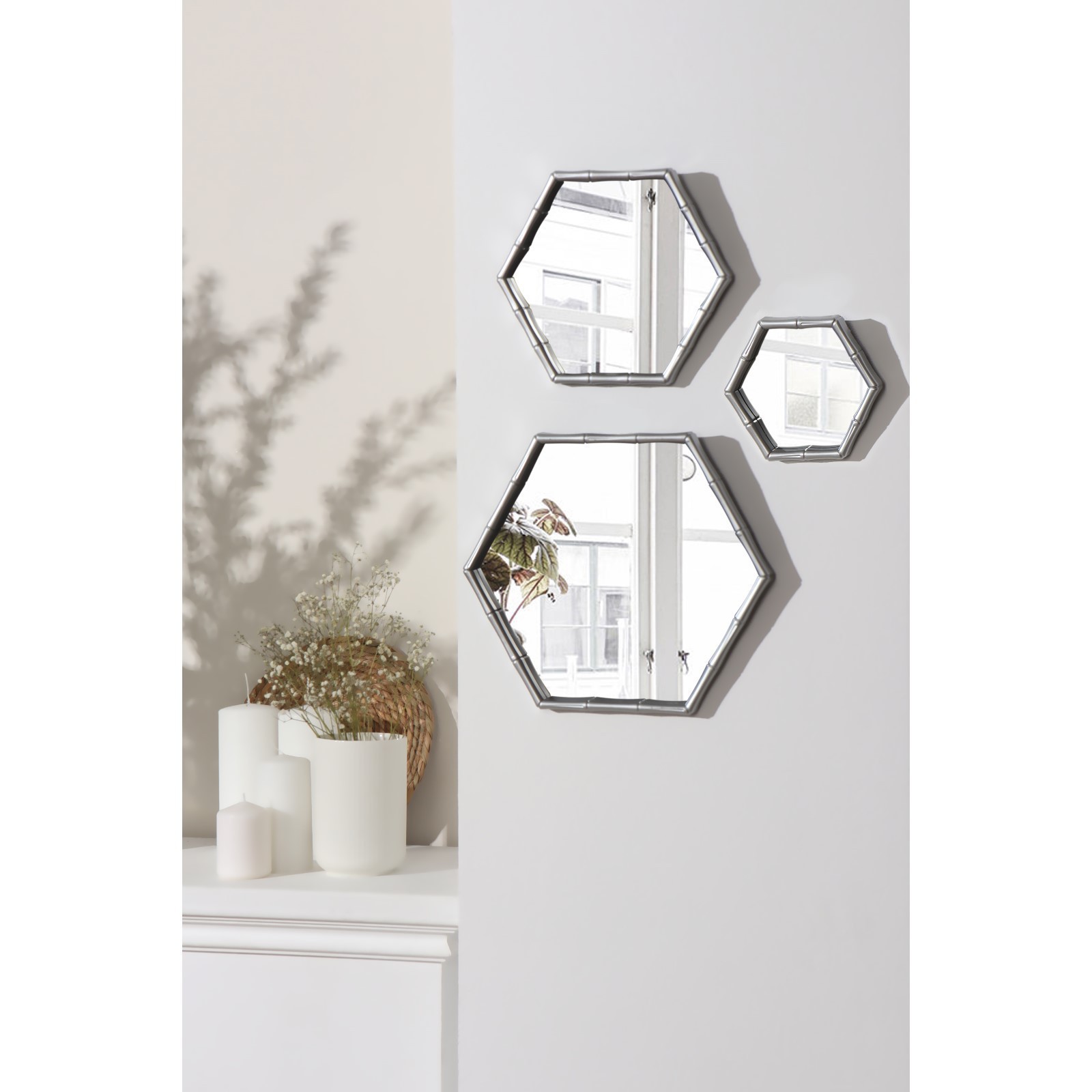 6937883 Набор настенных зеркал Бамбук, d 20 13 см, цвет серебро