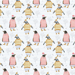 Бумага оберточная "Новогодние пингвины" 100х70см