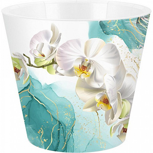 Горшок для цветов InGreen London Orchid Deco D160 мм, 1,6 л с дренажной вставкой, голубая орхидея
