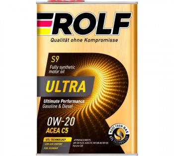 Масло моторное синтетическое, ROLF Ultra SAE 0W-20 ACEA C5 API SN plus, 4 L