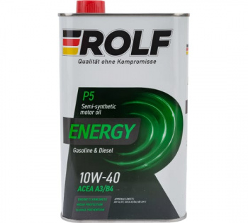 Масло моторное полусинтетическое, ROLF Energy SAE 10W-40, API SL/CF, 1L