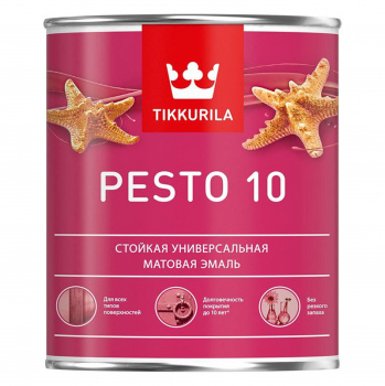 Эмаль алкидная Tikkurila Pesto 10 матовая база С бесцветная 0,9л