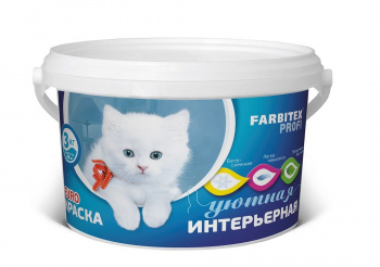 Краска "FARBITEX ПРОФИ" акриловая влагостойкая интерьерная супербелая White-X, 3кг