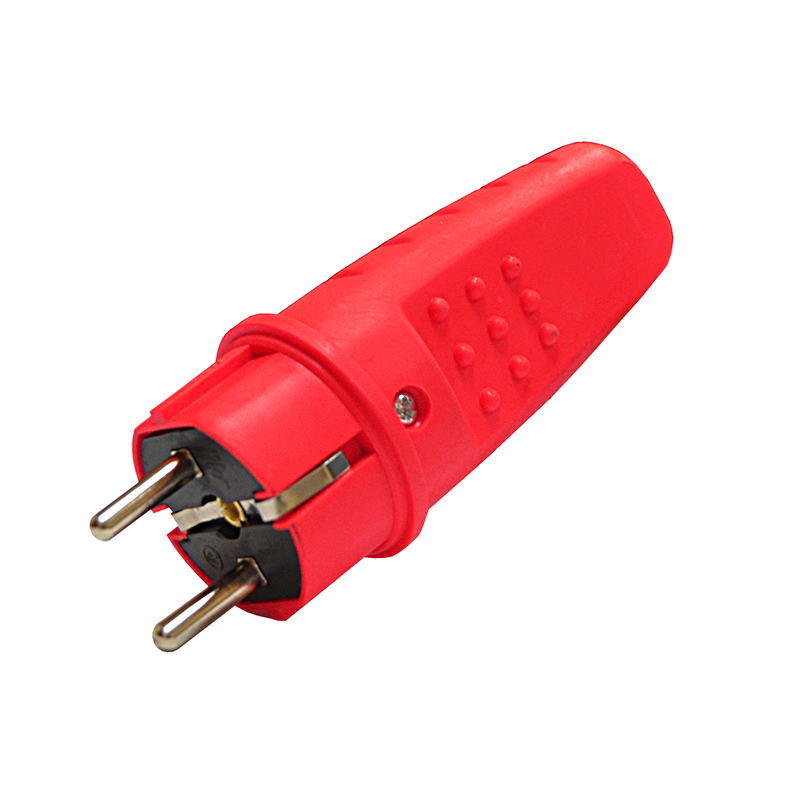 3079 Вилка UNIVersal прямая c-з каучук 16А 250В IP44 цвет красный (еврослот)